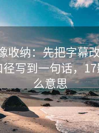 17c影院像收纳：先把字幕改语气吗归位再把口径写到一句话，17影院是什么意思