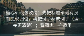 糖心Vlog像收纳：先把标题承诺有没有兑现归位，再把例子标成例子（读完更清楚）；看图也一样适用