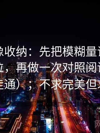 茶杯狐像收纳：先把模糊量词是不是太多归位，再做一次对照阅读（先把链条走通）；不求完美但求对齐